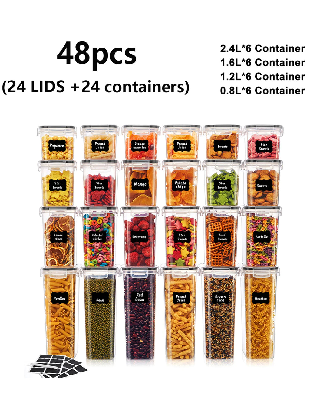 24/48pcs, Sealed Food Storage Containers with Lids - Lunch Boxes Ideal for Organizing and Storing Grains, Rice, Pasta, Tea, Nuts