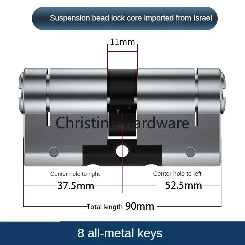 65-130MM High Quality European Standard Lock Cylinder,Super C-Level Anti-Theft Door Lock Cylinder,Household Copper Lock 8 Keys