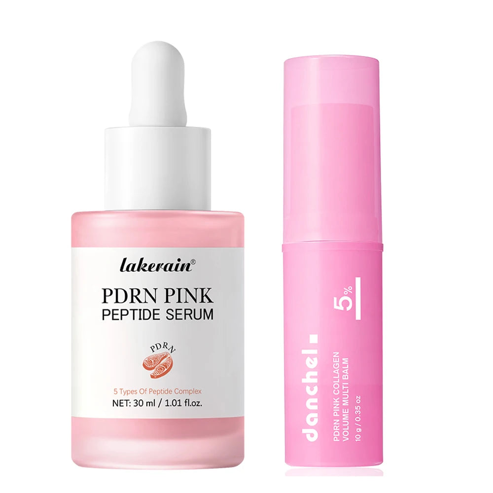 2pcs Salmon PDRN Pink Peptide Facial Serum & PDRN Pink Collagen Volume Multi Balm Deep Hydration Moisturization Plump Skin Care