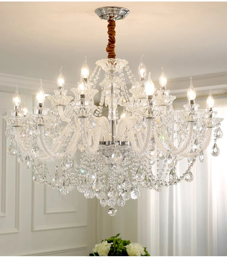 Luxury Home Crystal Chandeliers Villa Lighting for Living Room Decorate LED Ceiling Pendant Lights Indoor Hanging Lights Fixture