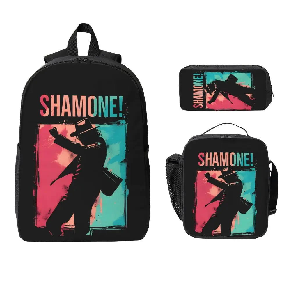 MJ 3pecs/set Backpack for Student High School Daypack Lunch bag Pencil Case