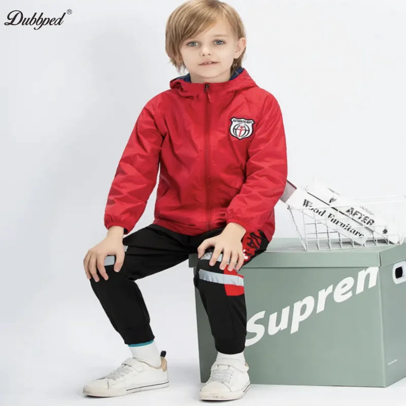 Dubbped New Fashion Spring  Autumn Jackets Rian Girls Coat Waterproof Windproof Windbreaker  Hooded Kids Clothes 3-12Y