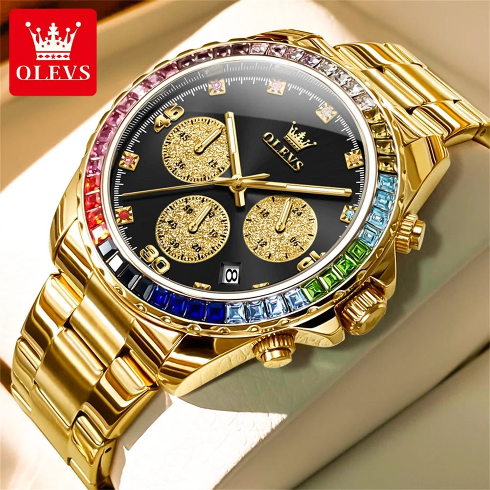 OLEVS 2939 Watches For Man Original Brand Multifunctional Quartz Watch Waterproof Luminous Stainless Steel Men Watches Reloj