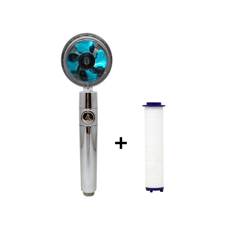 Shower Head Water Saving Flow 360 Degrees Rotating with Filter & Fan ABS Rain High Pressure Spray Nozzle Bathroom Accessories