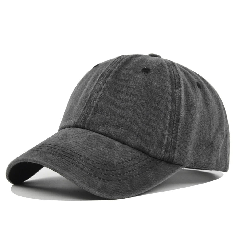 Unisex Baseball Cap Washed Adjustable Sun Hat Soft Top Peaked Hat Men Women Trucker Hat Vintage Outdoor Running Hat Adjustable