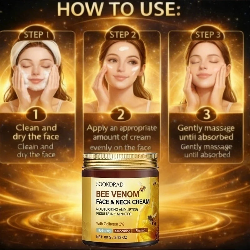 Bee Venom Face & Neck Cream,2% Collagen, moisturizing smooth, all skin, daily morning care,80g