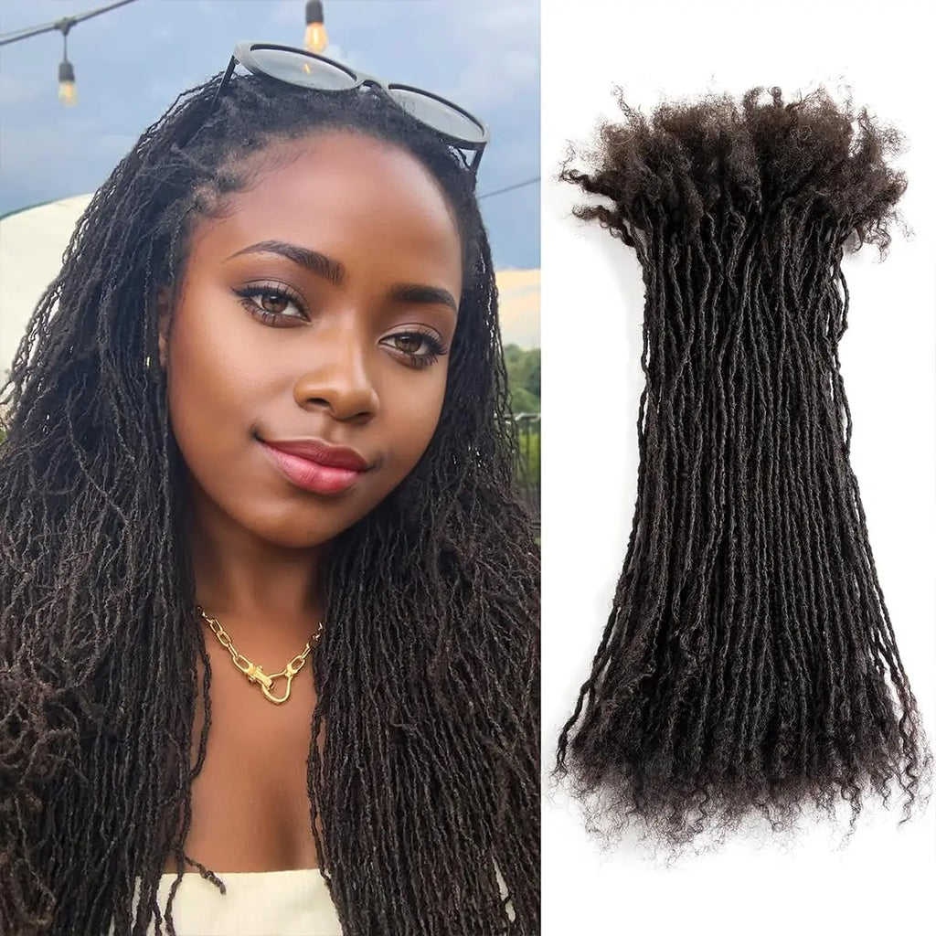 Colored 2mm Handmade Sisterlocs Real Human Hair Permanent Micro Locs Extensions Natural Looking Soft Dreadlock Interlocking