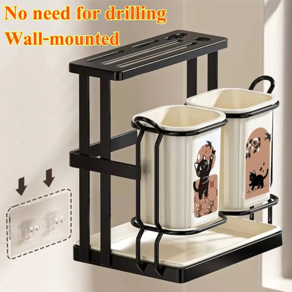 Kitchen Utensil Knife Holder.Countertop Cutlery Organizer and Drying Caddy Wall Mountable Utensil Rack for Spoons Forks Knives