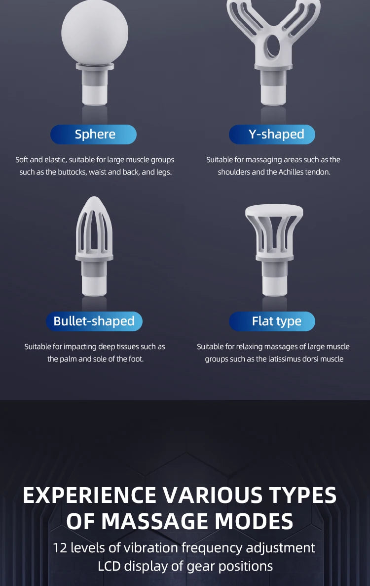 Intelligent Multifunctional Massage Gun Handheld Detachable Long-Handled Elbow Fascia Muscle Relaxation Massager Home Office Use