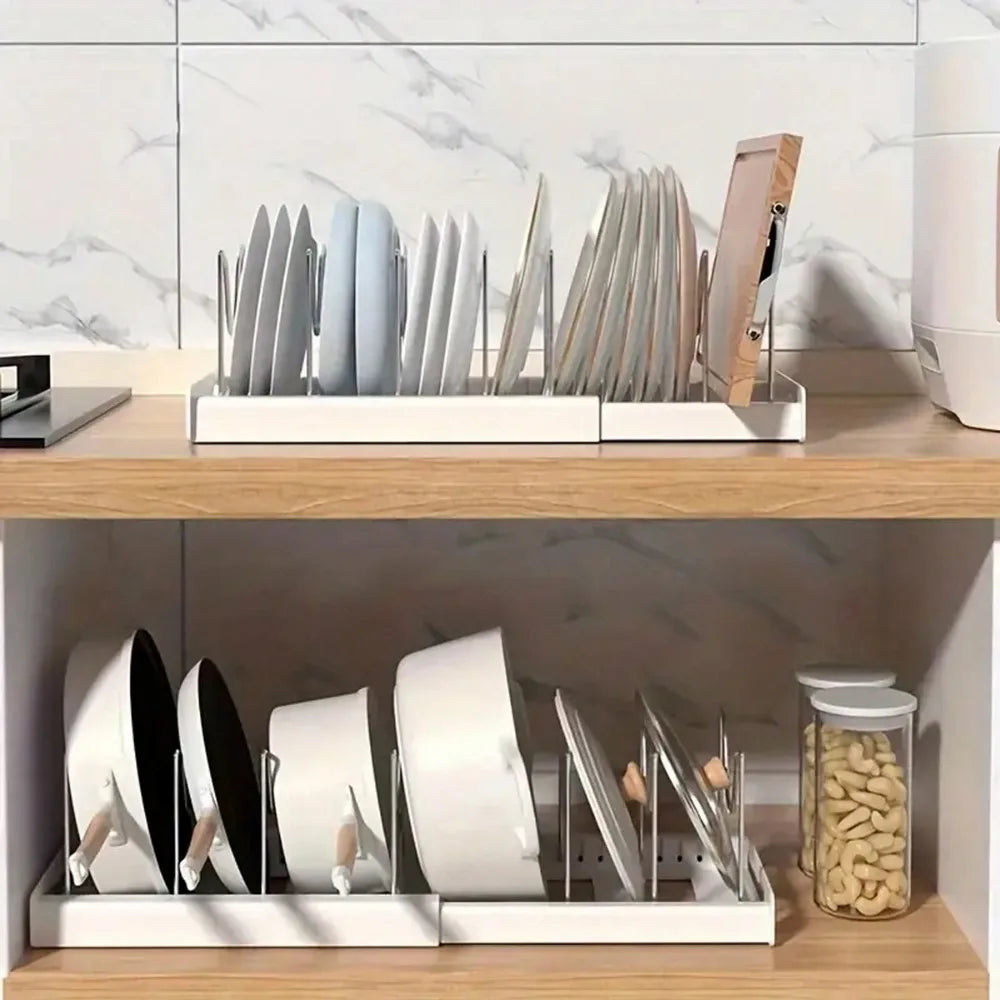 1pc Ultimate Kitchen Organizer Space-Saving Expandable Shelf With Pot Lid Holder Utensil Rack Pull-Out Drawer For Tidy Cooking