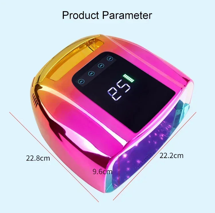 Dual Light Source Rechargeable Nail Lamp with Mirror Bottom Cordless Gel Polish Dryer Pedicure Machine Wireless Nail UV LED Lamp