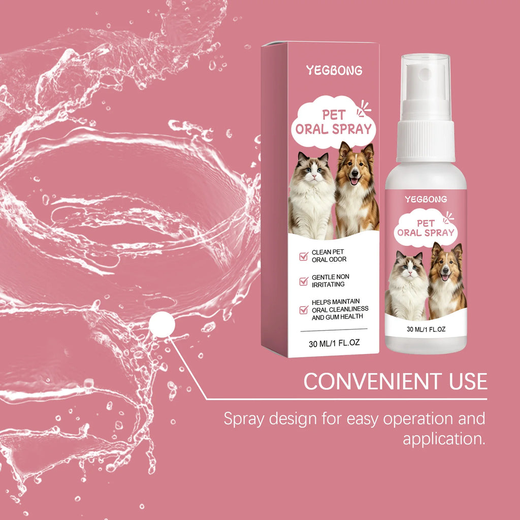 30ML Pet Oral Care Spray Gentle Formula Cleaning Teeth Stains Refreshing Breath Promote Gum Health Non-irritating Pet Oral Mist