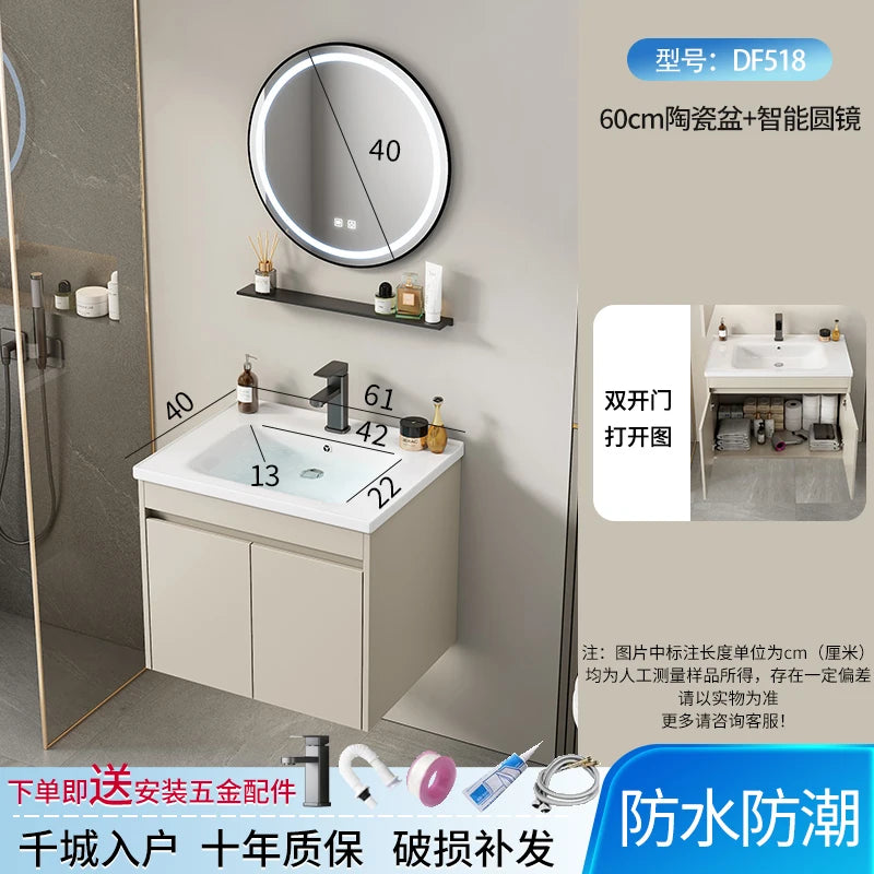 Wall Basin Bathroom Cabinet Set Sink Mirrors Shelves Bathroom Cabinets Storage Organizer Mobile Bagno House Accessories