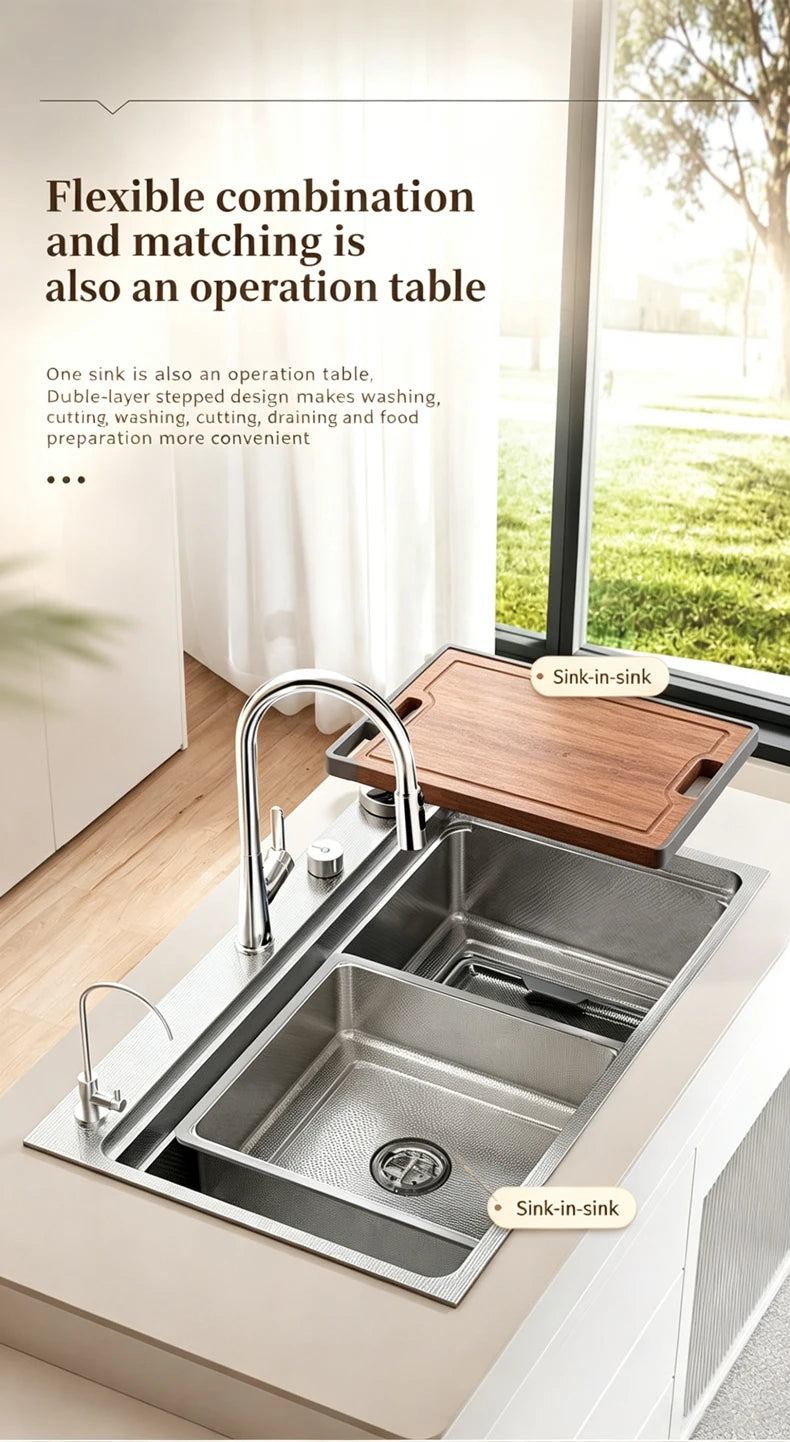 316L Stainless Steel Kitchen Sink Undermount Sinks Antiscratch Rice Granule Embossing Large Single Slot Dish Wash Basin