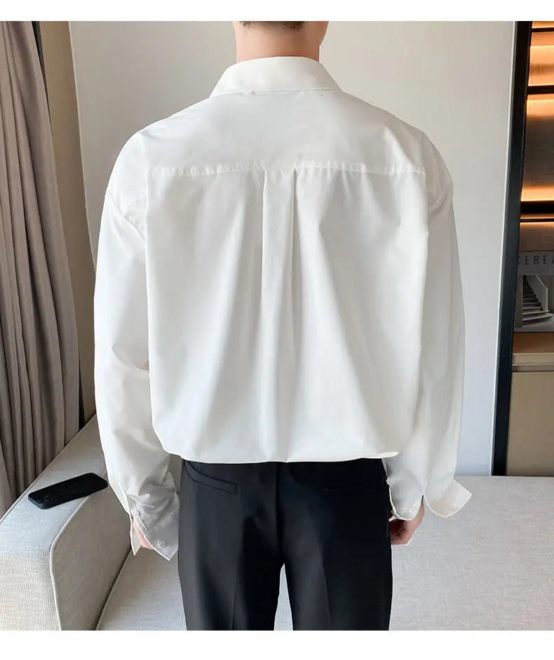 Vintage Weaving Shirts For Men Long/Short Sleeve Lapel INS Trend Tops Streetwear New Spring Summer Fashion Casual Loose Shirts