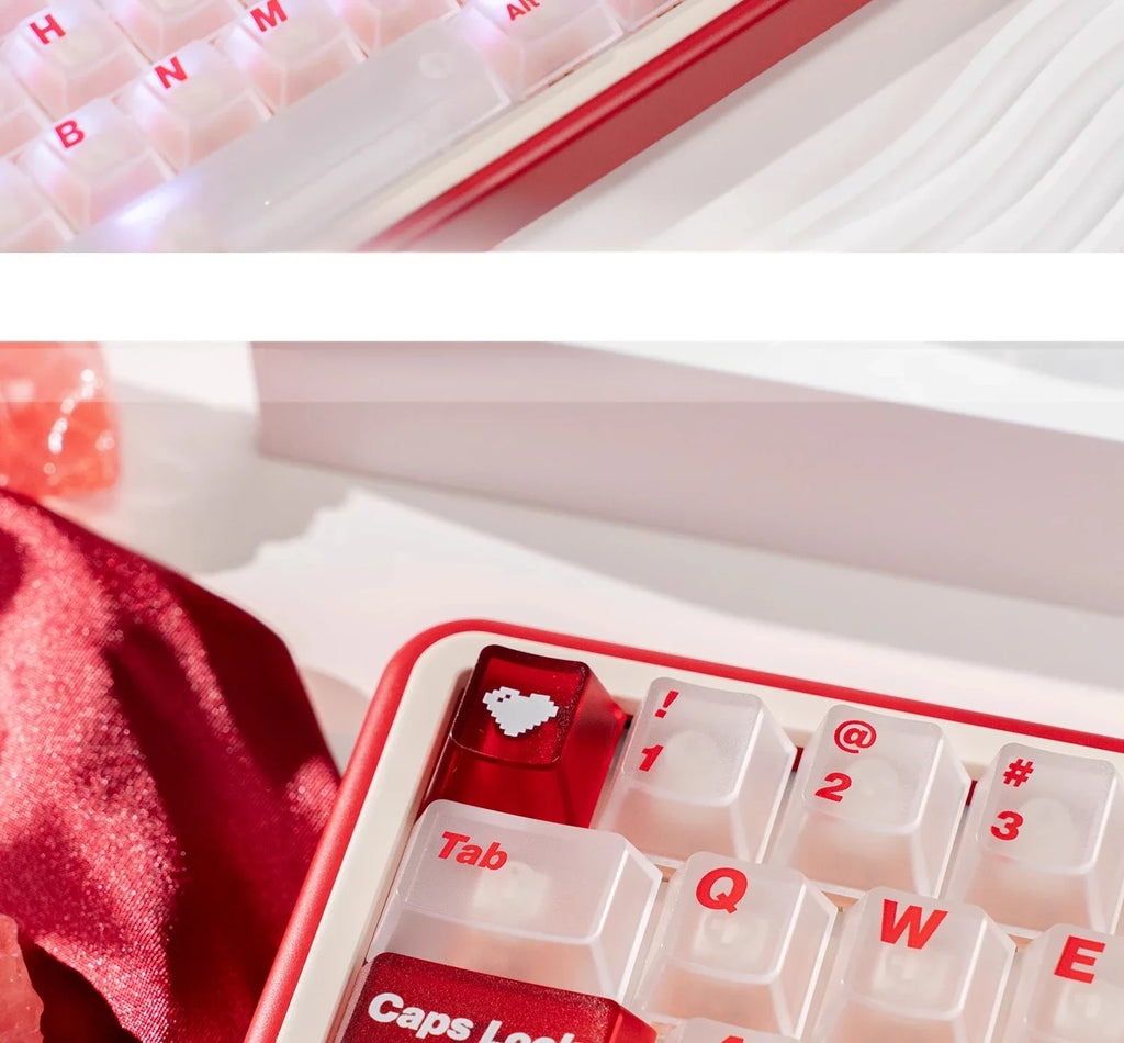 White Frog Korean Keycap Mist Pc Transparent Light Cherry 154/131 Key2.25/2.75/7U Space Bar Retro Red L Shape Enter Key Keycaps
