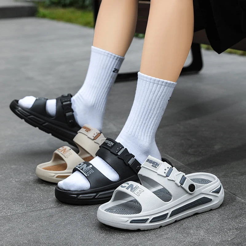 2026 New Summer Man Sandals Soft Bottom Slides Non-slip Thick Soled Men's Slippers Flip Flops Indoor Outdoor Beach Sandals