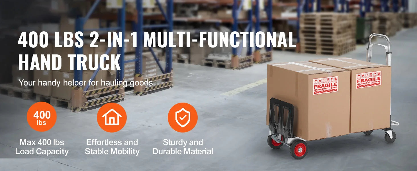 SucceBuy 400 lbs Folding Hand Truck Lightweight Dolly with Wheels Foldable Luggage Utility Cart for Warehouse Transport Moving