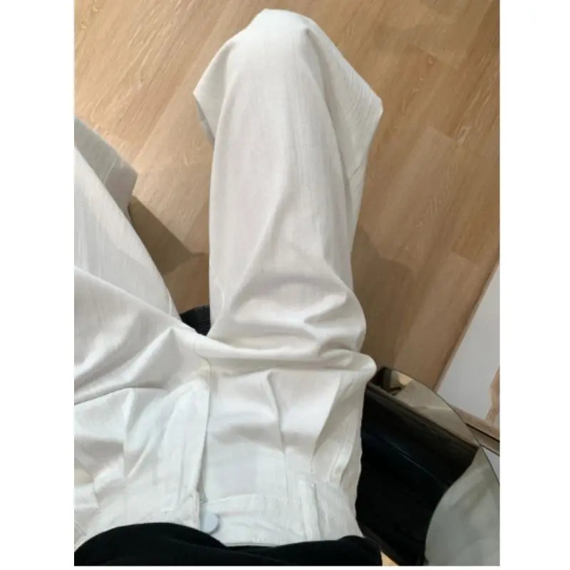 New Simple Basic Slim Women Jeans Casual Loose Fashion Street Woman Jeans Autumn High Waisted White Wide Leg Pants Female Chic