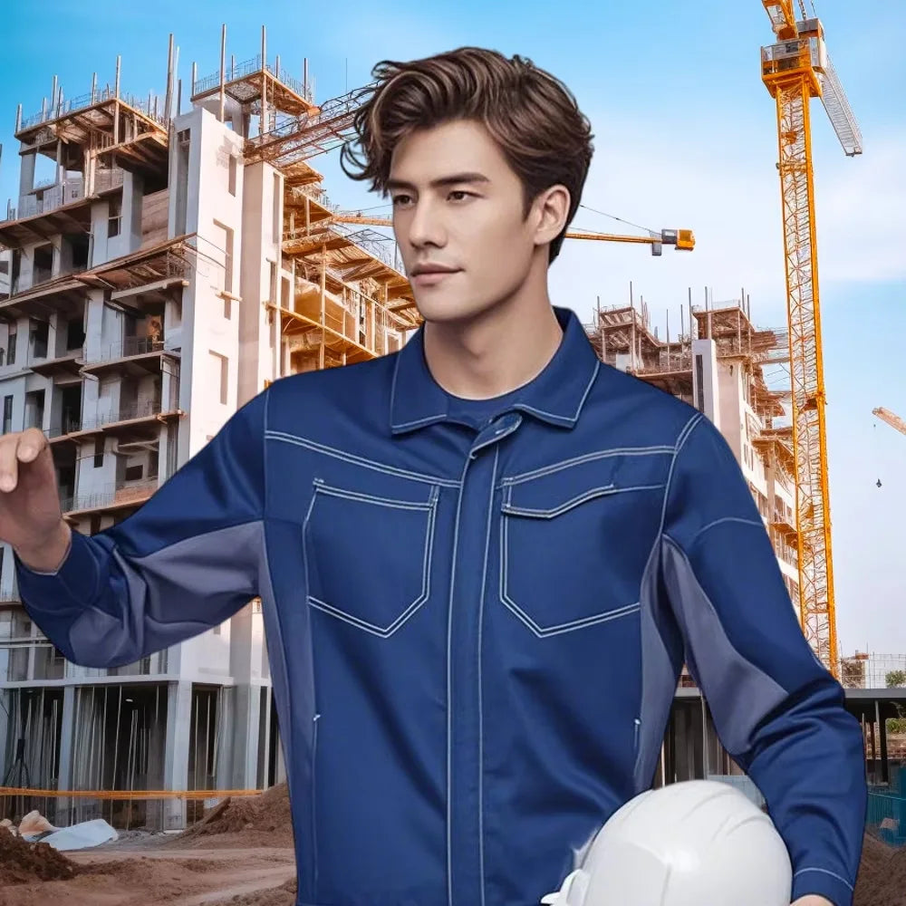 Fashion Denim Workwear for Men Women Spring Autumn Long-sleeved Work Clothes Wear-resistant Uniform Coat Workshop Uniforms