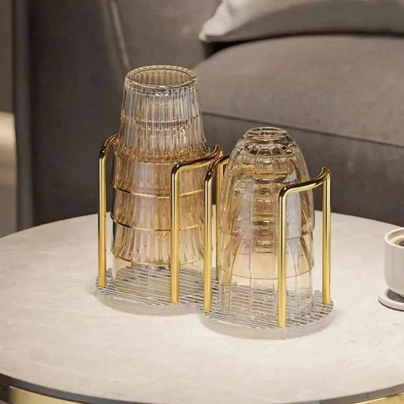 Luxury Disposable Cup Storage Holder Water Tea Cups Dispenser Rack Shelf with Longer Stick Mug Display Stand Home Organizer