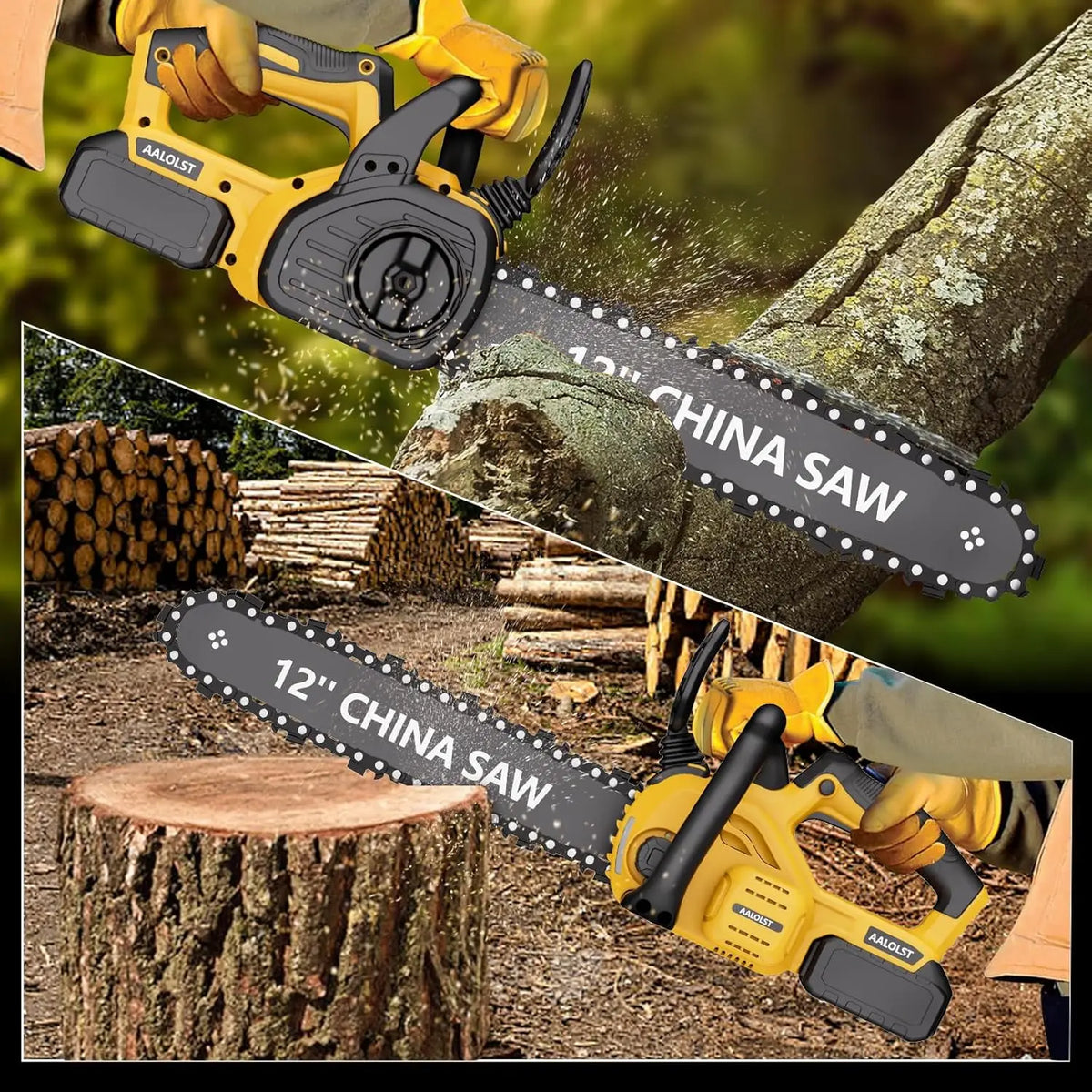 12" Cordless Chainsaw Handheld Garden Electric Chain Saw for Tree Branch Wood Cutting Compatible With DeWalt 20v Battery
