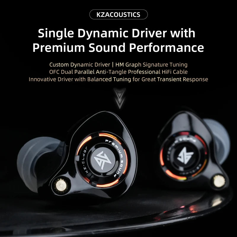 KZ Eldar 1DD In-Ear Monitor, Custom Dynamic Driver, Balanced Sound Fast Transient, HiFi Earphone