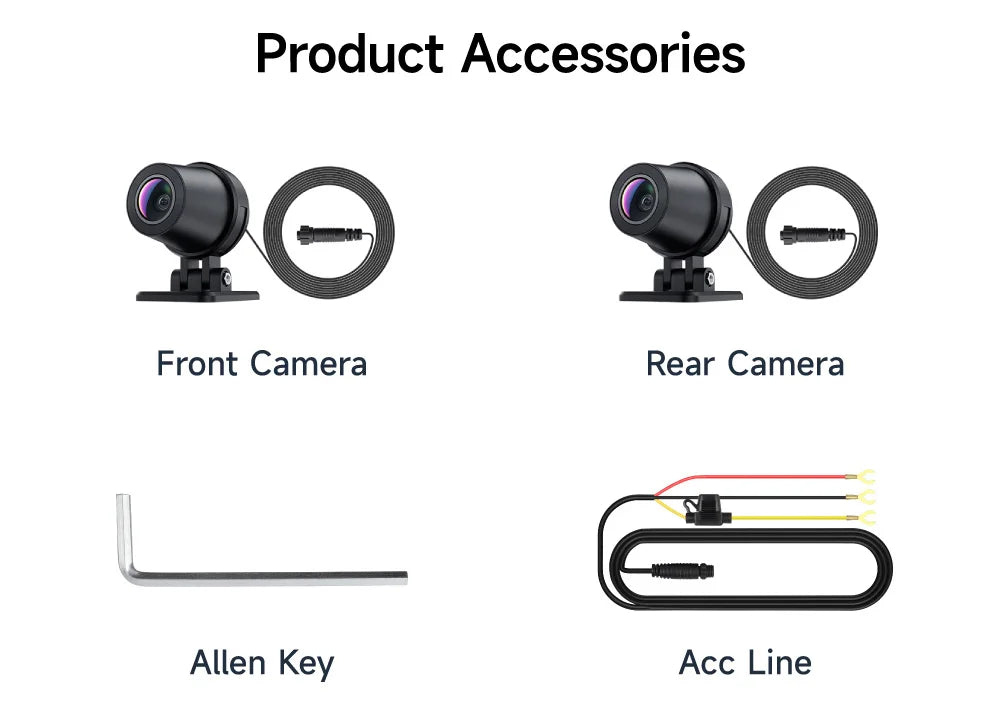 Motorcycle Action Camera Recorder Front & Rearview Waterproof Dual Full Motorcycle DVR Dash Cam Night Vision WiFi Smart Connect