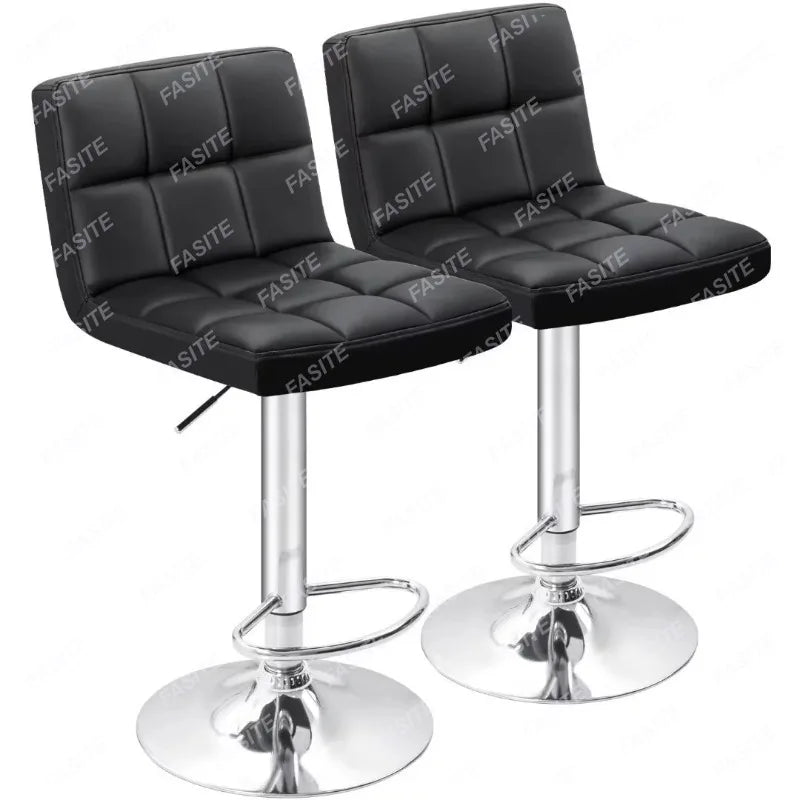 Nordic Modern Square PU Leather Swivel Adjustable Bar Stool, Set Of 2, Bar Stool For Kitchen Counter,Gray