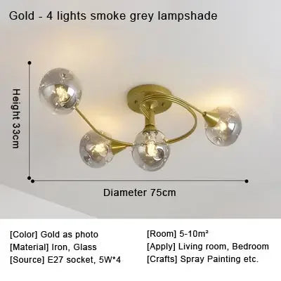 2025 Modern Led Ceiling Chandelier Nordic Glass Lamp Bedroom Kitchen Living Room Dining Room Decoration Home Ceiling Light Fixtu