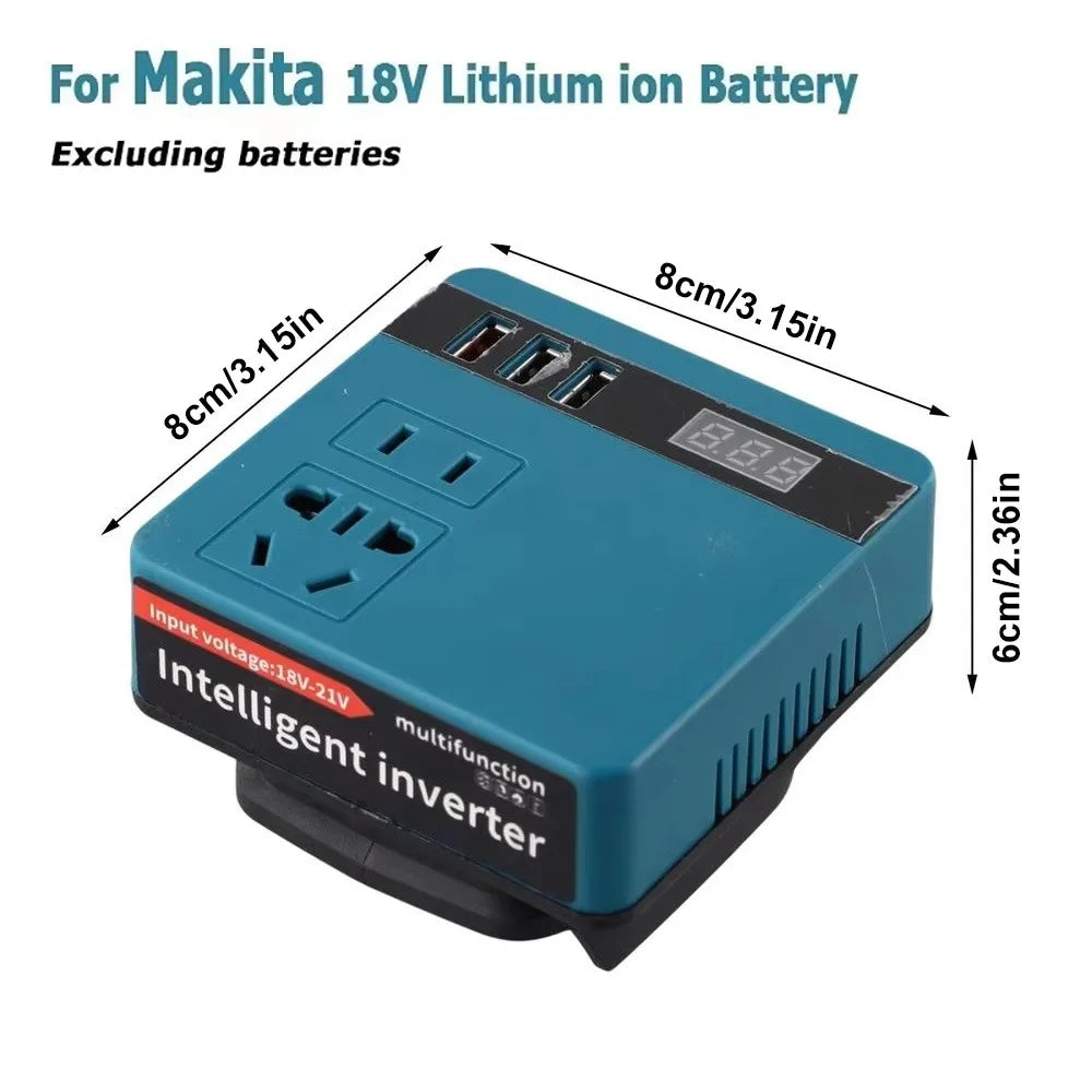 1Pcs 18V 20V To 220V Battery Inverter Multifunctional 120W Smart Transformer Household Dual Plug Outdoor Work Inverter