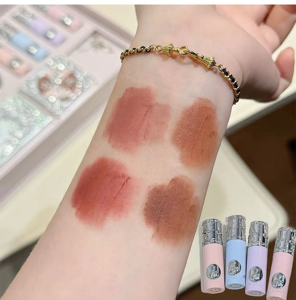 NICEKEY Face Makeup Sets Include 4 Lipgloss,1 Blush,1 Pressed Powder,1 Eyesshadow Palette,1 Contour Palette With Necklace Gift