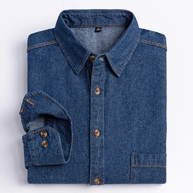 2025 Denim Pure Cotton  Long-Sleeve With Pocket Design Shirt Classic  Fashion Embroider Comfortable Clothes