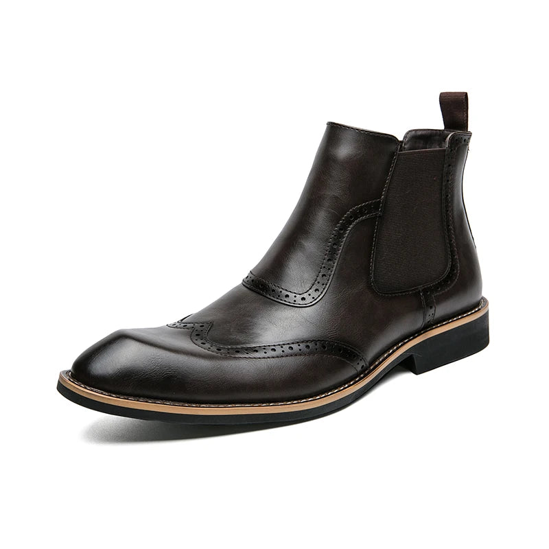 Genuine Leather Shoes Chelsea Boots for Women Retro Carved Boots Round Toe Ankle Boots British Style Women Shoes Winter/Autumn