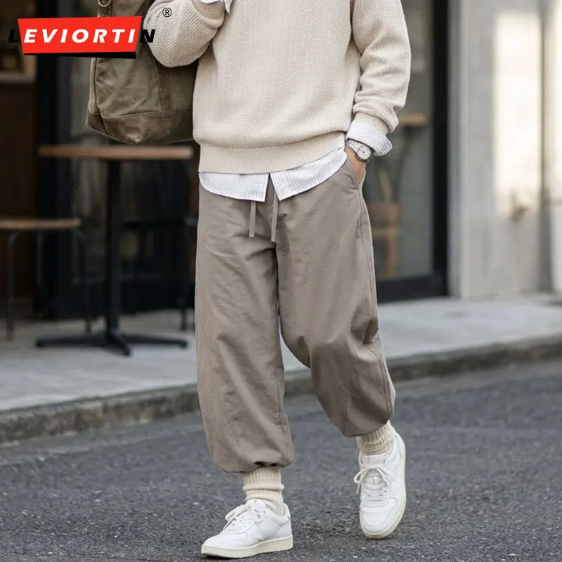 Spring/summer Japanese Retro Work Pants Men Women Breathable Loose Baggy Curved Pants Streetwear Cityboy Casual Balloon Pants