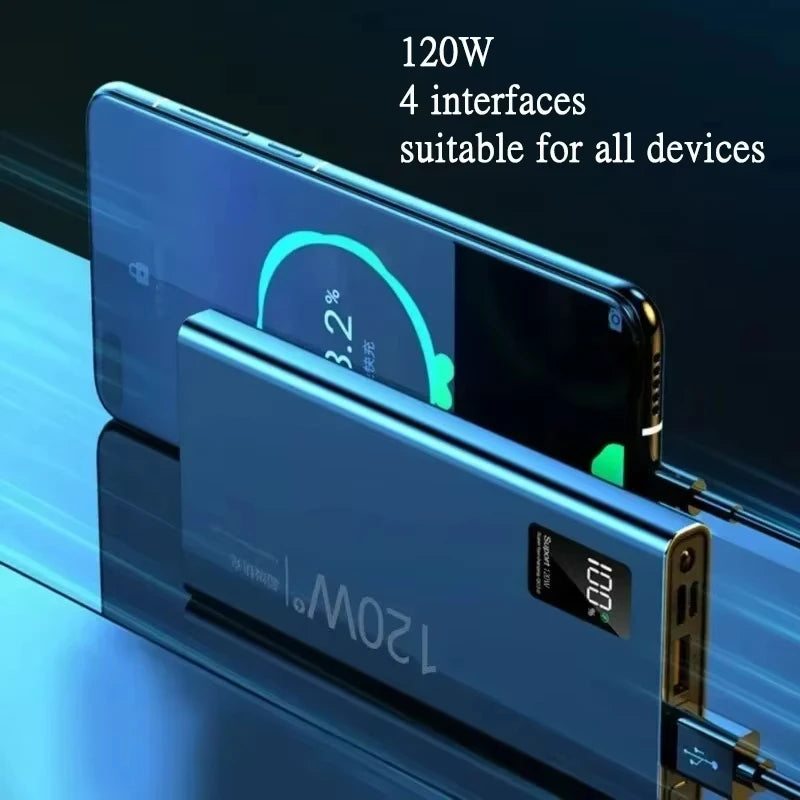 120W Power Bank 50000mAh Super Fast Charging 100% Sufficient Capacity Portable Battery Charger Digital Display For iPhone Xiaomi