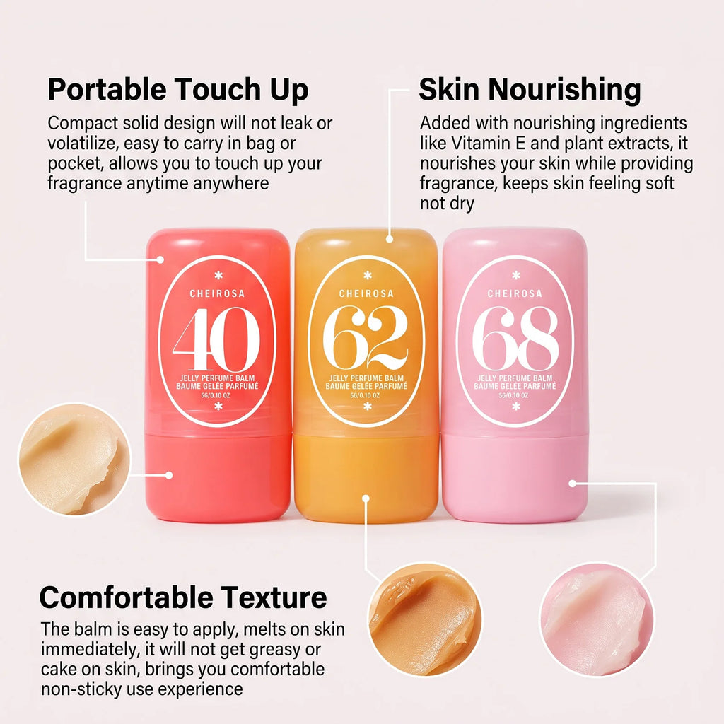 3 Jelly Solid Perfume Balm Set Natural Deodorant Scent Long Lasting Portable Travel Daily Commute Date Women Men Unisex
