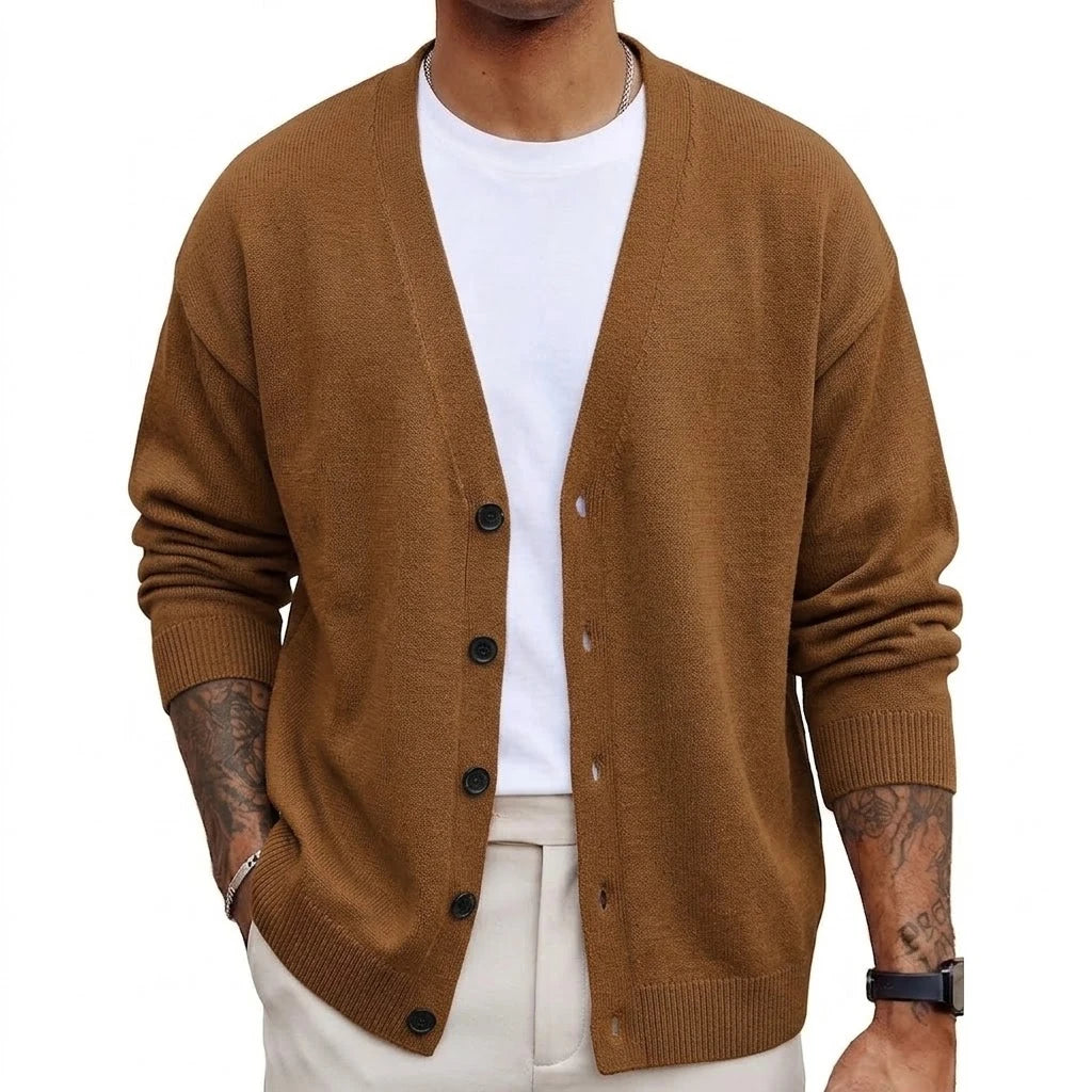 Autumn Men's Long Sleeve Knit Cardigan Sweater Solid Color Button Down Casual Warm Knitted Jacket for Winter Outwear Streetwear