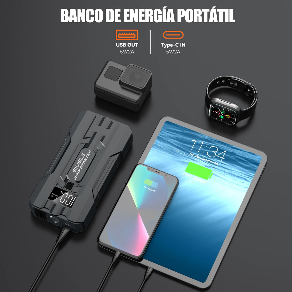3000A Peak Current, 20000mAh Emergency Jump Starter, (8.0L GAS, 6.5L Diesel) Portable Power Bank