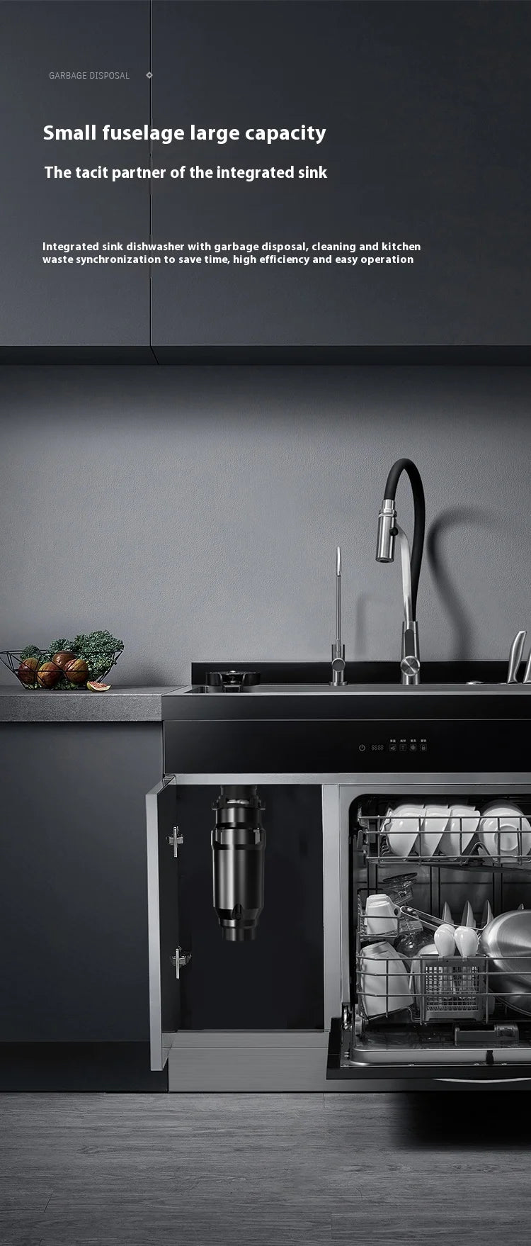 High Efficiency Stainless Steel Kitchen Garbage Disposal Quiet Efficient with Anti-Blocking Design Electric Power Source
