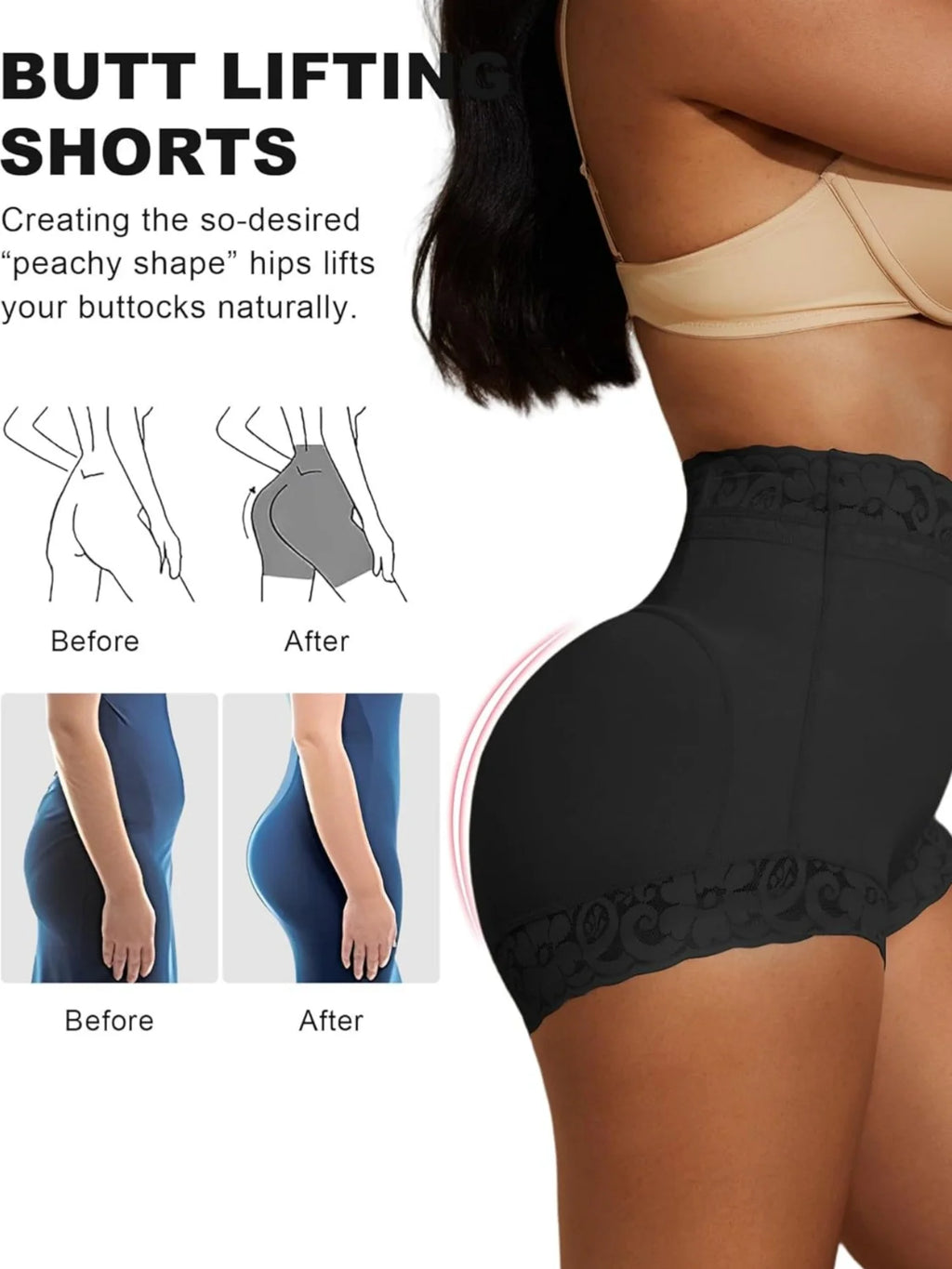 Women's Waisted Butt Lifting Shapewear Body Shaper Briefs with Tummy Control And Compression Shorts