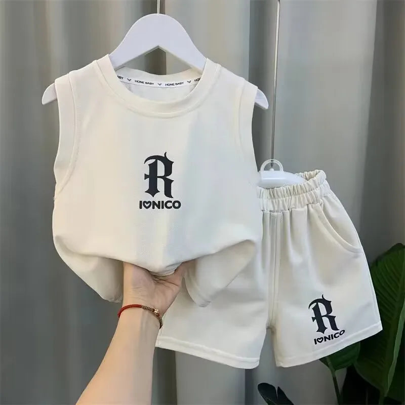 Children's Summer Clothing Set 2026 New Fashionable Boys and Babies Sleeveless T-shirt Shorts 2-Piece Girls' Casual Sports Set
