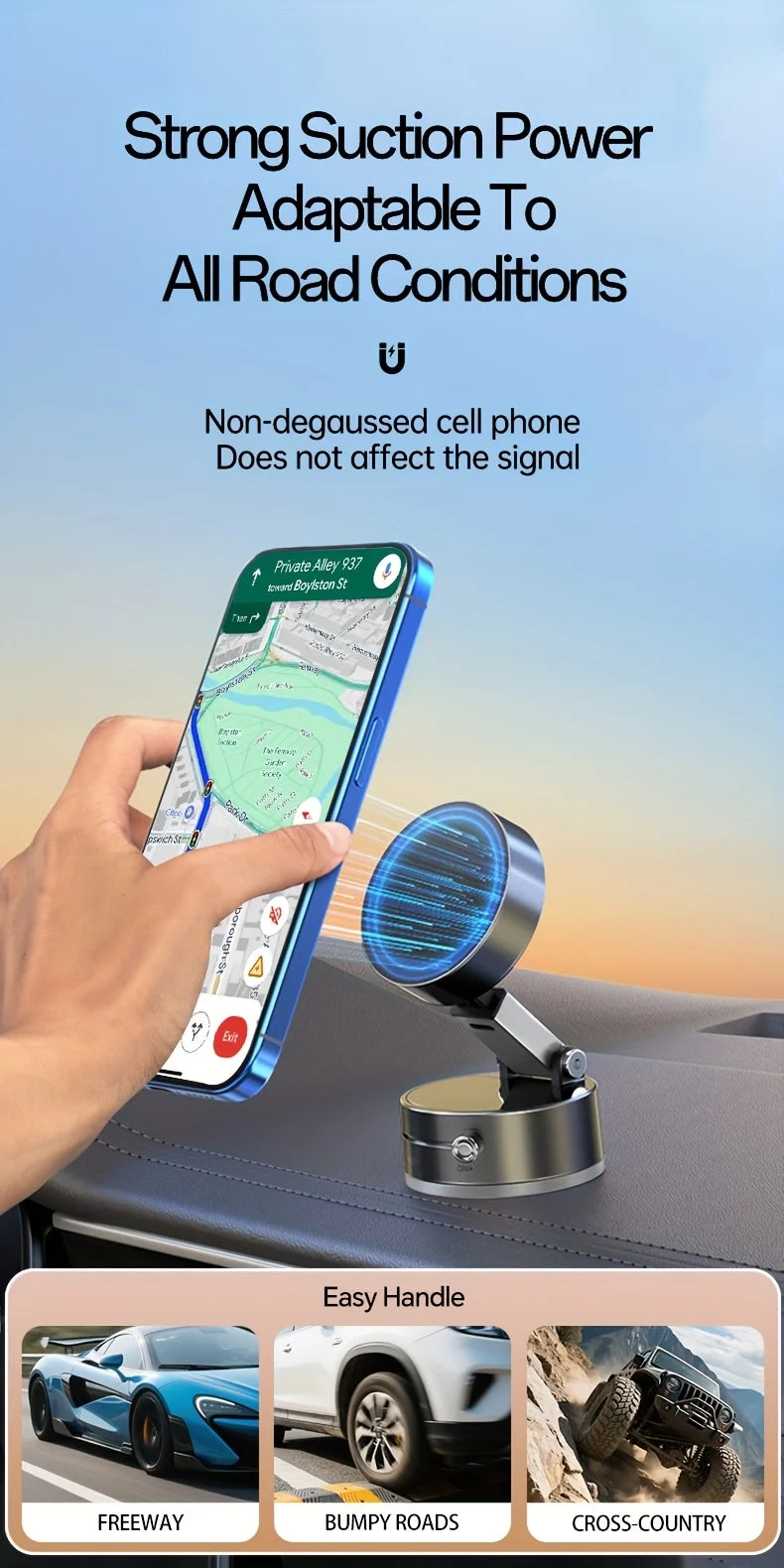 Foldable Double-sided Adsorption Vacuum Magnetic Phone Bracket A2 Hands Free Car Dashboard Mount Portable Desktop Cell Phone Stand Multi Scene Universal Phone Holder