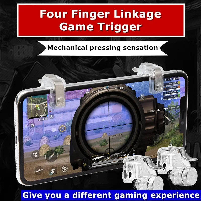 R11 Mobile Phone PUBG Game Trigger 4 Finger Aim Shooting Free Fire L1R1 Gamepad Joystick Controller for IPhone Android Universal