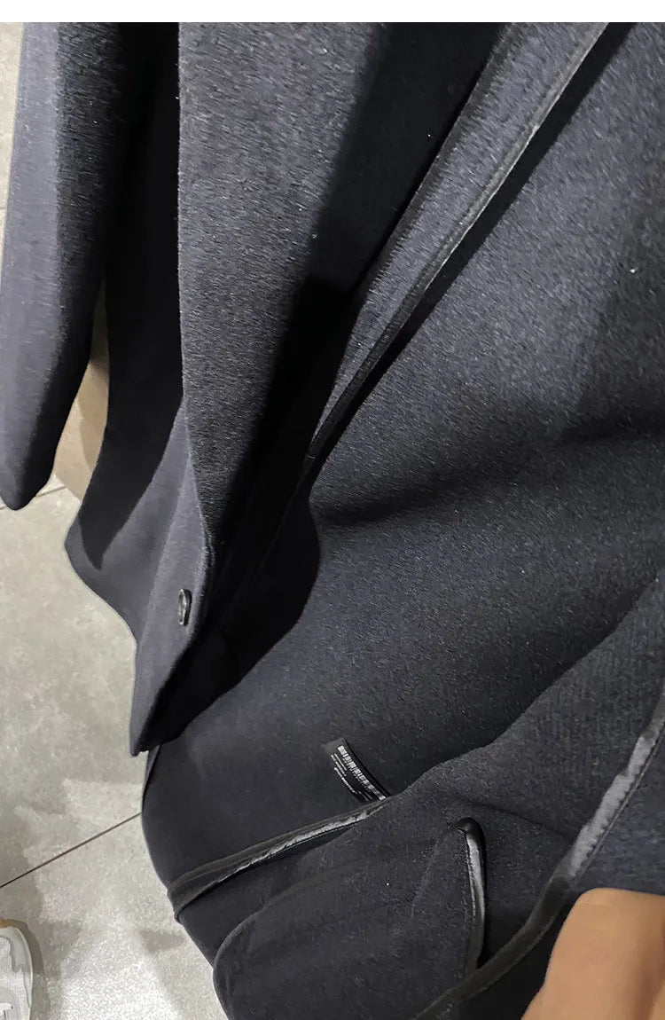 MAMELICCE Original design Mid-length woolen coat Wool-blend coat Classic business casual Autumn and winter trench coats Men coat