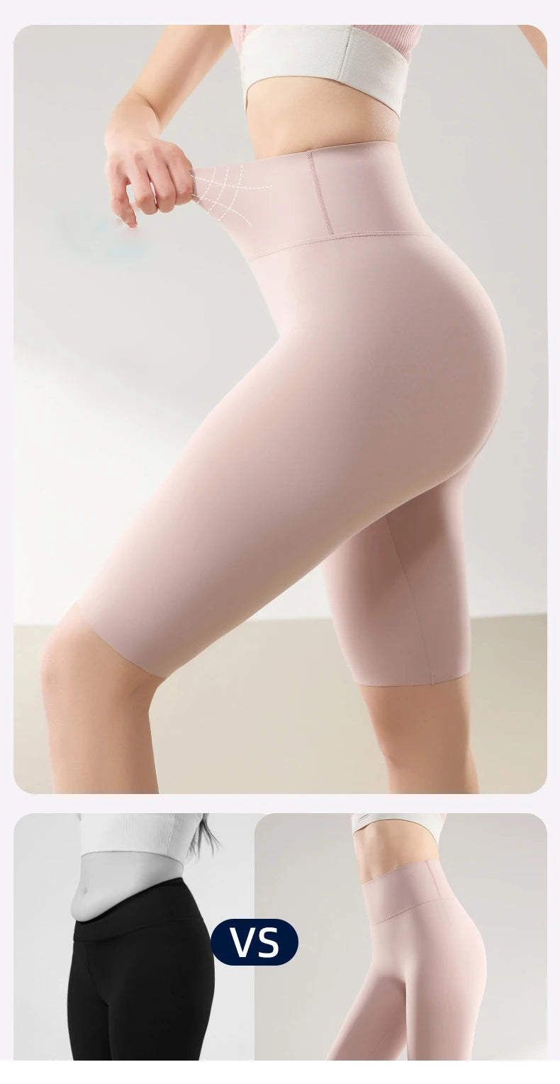 BIVIGAOS Summer Thin Sunscreen Sharkskin Cycling Shorts Women Multi Color Stretch Tight Slim Fitness Bicycle Knee Length Shorts