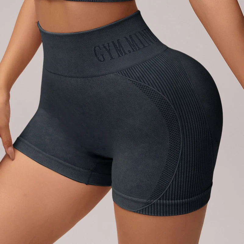 Women Sand Wash High Waist Tummy Control Butt Lifting High Stretch Slim Yoga Shorts Wear Outside Run Gym Workout  Sports Pants