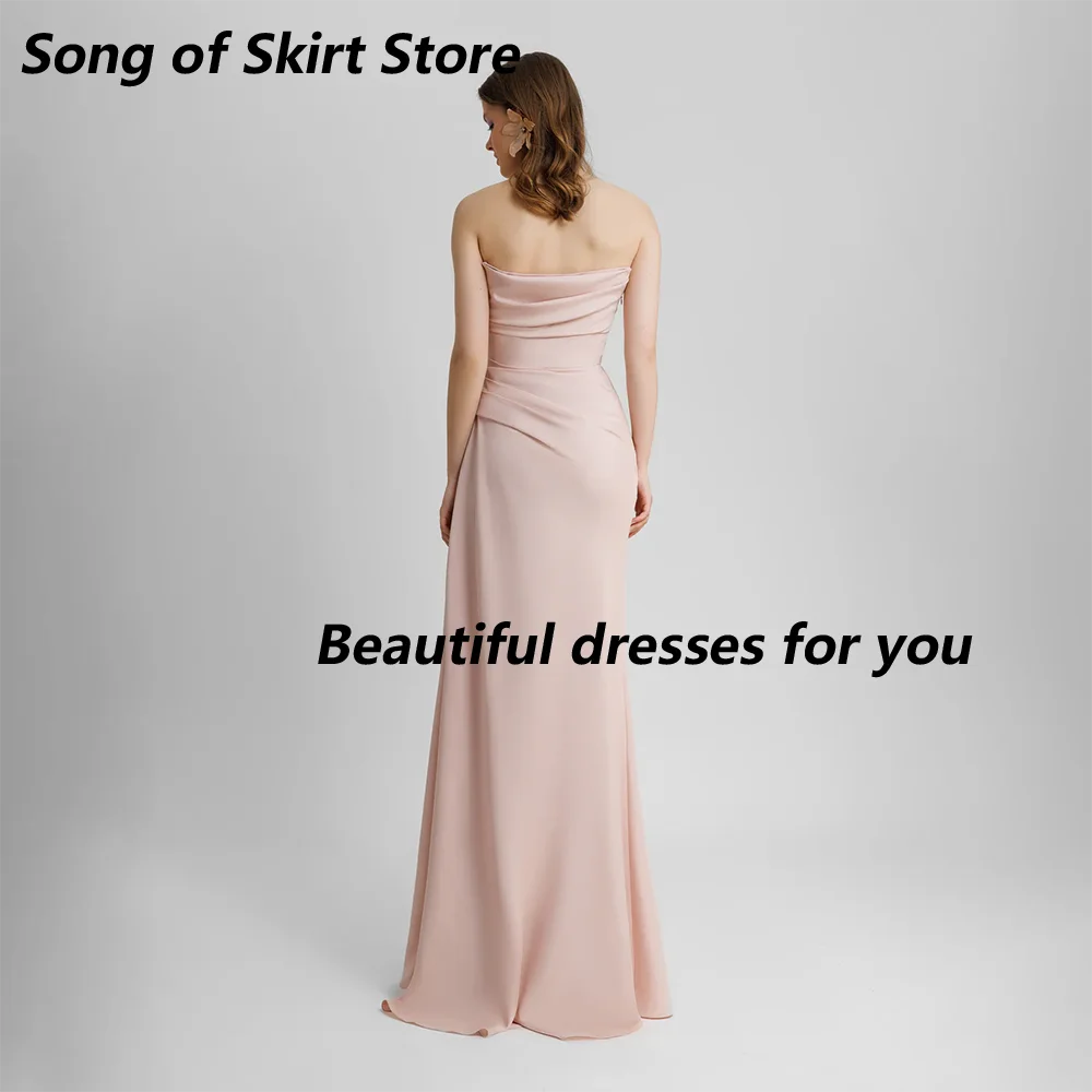 Customizable Prom Dress Pale Pink Strapless Crystal Sexy Prom Gowns for Women 2026 Mermaid Floor Length Wedding Party Dress
