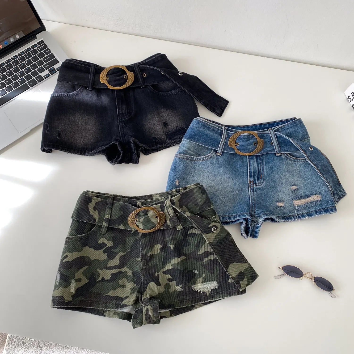 American Retro High Waist Denim Shorts Women Summer Ripped Mini Hot Girl Style Street Fashion Versatile Daily Casual Jeans Women