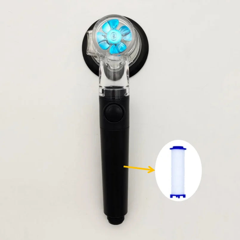 Propeller Pressurized Shower Head High Pressure With Stop Button Filter Water Saving Rainfall Showerhead Bathroom Accessories